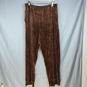 Bechamel Brown Velvet Velour Pull On Stretch Knit Flat Front Tapered Pants Large